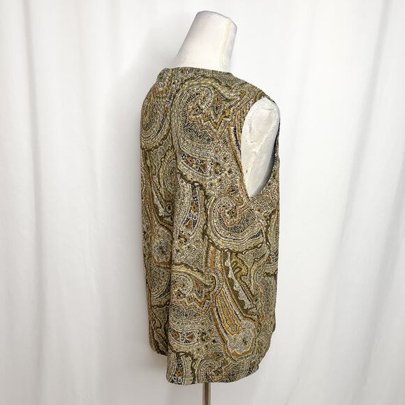 Laura Ashley Vintage Abstract Paisley Shirt Sleeveless Textured Women's XL 90s - Picture 8 of 10